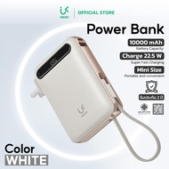 (CCC & มอก.) UKIKI Powerbank All In One 10000mAh ชาร์จเร็ว PD20W สายชาร์จในตัว Type-C/Lightning ขาปล
