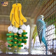 Perfk Wooden Parrot Chew Toy Cage Accessories Ball Swing Interactive Bird Playground for Budgie Love