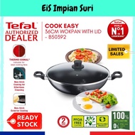 (Ready Stock) Tefal Cook Easy 36cm Non Stick Wokpan Wok with Lid - B50392 Cookware Wok Kuali Besar K