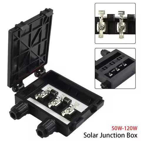 1Pcs 50W-120W 6A Solar Junction Box Electrical Testing Tool IP65 Waterproof PV Module Box Black for 