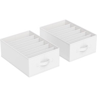 SONGMICS Set of 2 Large Size Wardrobe Clothes Organizers, 6-Compartment Foldable Drawer Organizers w