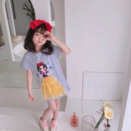 Girls Summer Frozen Mermaid Snow White Princess T-Shirt Dress Jom Raya Bersama 2024