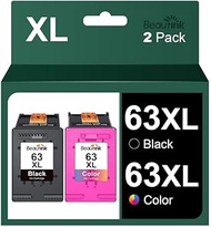 Beautink 63XL Ink Cartridges High Yield Compatible Replacement for HP Ink 63 Black and Color Combo Pack Works with DeskJet 1110 2130 3630 Series Envy 4510 4520 Series OfficeJet 3830 4650 5220 Printer