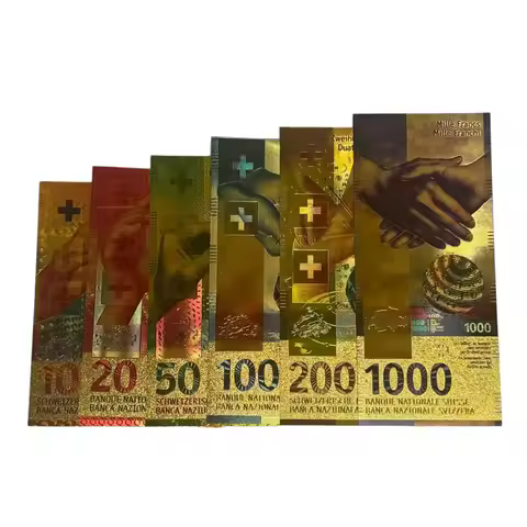 Swiss Franc Gold Banknote 10/20/50/100/200/1000 Denominations Novelty Collectible Souvenir Decorativ