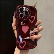 เคสโทรศัพท์ลายหัวใจ เนื้อครีม นุ่ม เข้ากันได้กับ IPhone 17/17 Pro Max, 16/16 Pro/16 Pro Max, 15, XR,