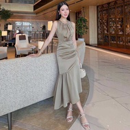 ชุดไปงานแต่ง Linda : VN227 ชุดเดรส ชุดออกงาน เดรสผ้าซาติน ชุดเพื่อนเจ้าสาว ชุดงานแต่ง ชุดยาว เดรสสีช