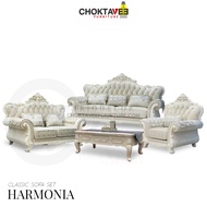 ชุดโซฟาหลุยส์ 4ชิ้น (3+2+1ที่นั่ง+โต๊ะกลาง) White Platinum Series รุ่น TSF-LV-SET HARMONIA [Pick Col