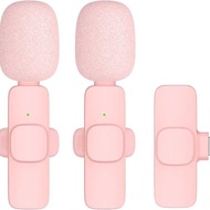 K K9 White Pink Wireless Lavalier Microphone Vlog Noise Reduction Mini Microphone