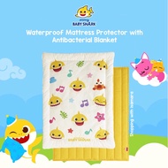 Pinkfong Baby Shark Waterproof Mattress Protector with Antibacterial Blanket/Anti-Bacterial Mattress And Blanket Protector