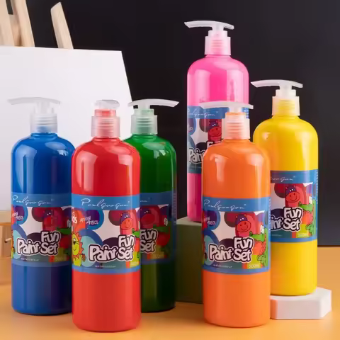 12 Colors Large Washable Paint for Kid (16.9oz,500 Ml), Acrylic Bulk Paint Supplies Non Toxic , Craf