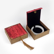Ancient-style tassel copper coin linen jewelry box, gift box, brocade box, Buddhist bead bracelet, b