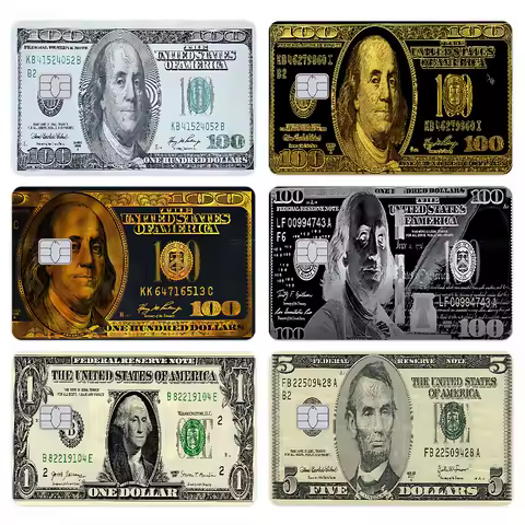 Dollars Money Credit Card Skin Stickers No Adhesive Residue Water Proof For VISA Credit Card Subway 