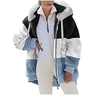 Women's Fleece Jacket with Hood Plush Jacket Warm Lined Hoodie Elegant Winter Jacket Teddy Fleece Hooded Jacket Zip Up Sweatshirt Autumn Winter Hoodie Fluffy Coat Soft Jacket