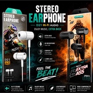 D21 Hi-Fi Audio In-Ear Bass Earphone | Good Quality Black White Earphone | Wired Earphone headset