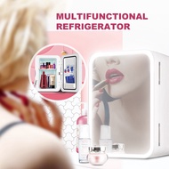 8L Portable Mini Makeup Fridge WIth LED Light Mirror Cosmetic Storage Refrigerator Cooler&amp;Warmer Freezer for Car Dual