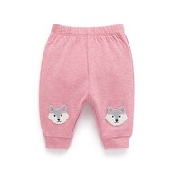 澳洲Purebaby有機棉嬰兒舒棉長褲 3M~1T 粉紅狐狸護膝