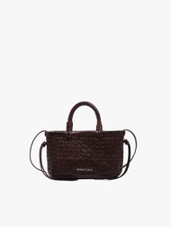 BIMBA Y LOLA - DARK BROWN PLAITED LEATHER MINI BAG