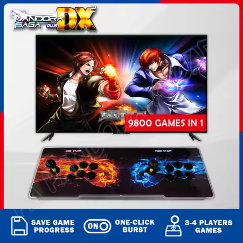 9800 in 1 Pandora Saga DX2 DX Plus Box 3D Retro Cabinet Arcade Game Console 4 Players Bartop Support