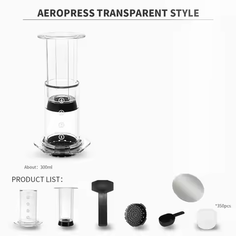 A36T-Portable French Press Coffee Maker Transparent Espresso Coffee Pot Air Press Coffee Machine Wit