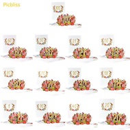 Picbliss 3D Flower Anniversary Card Set Romantic Card Greeting Card Accessory for Couple Husband Wif