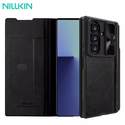 For Samsung Galaxy Z Fold 7 5G Case NILLKIN Qin Pro Leather Flip Cover With S Pen Card Pocket Holder