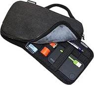 Cocoon CSG270BK Waxed Canvas Gadget Case Includes Grid-IT!® Accessory Organizer (Black) Medium