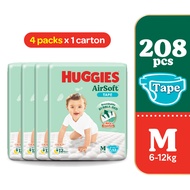 HUGGIES AirSoft Tape Diapers M 52s (4 Packs) Breathable and soft diapers for baby
