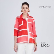 Guy Laroche เสื้อตรุษจีน เสื้อเชิ้ตผู้หญิง Light linen Red logo แขนสามส่วน สีแดง (GAF3RE)
