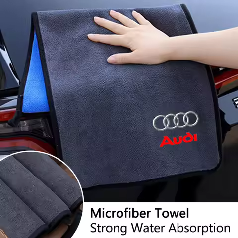 Stickers Decals Car Washing Towel Suede Coral Double-sided Car Cleaning Logo Cloth For Audi A4 B5 B6
