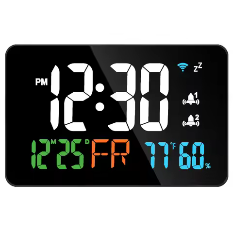 Tuya WiFi Desktop Clock Calendar Intelligent Thermometer Hygrometer with Digital LED Display Support