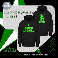 DLSU Hoodie Jacket Unisex Black (Cotton Fleece)