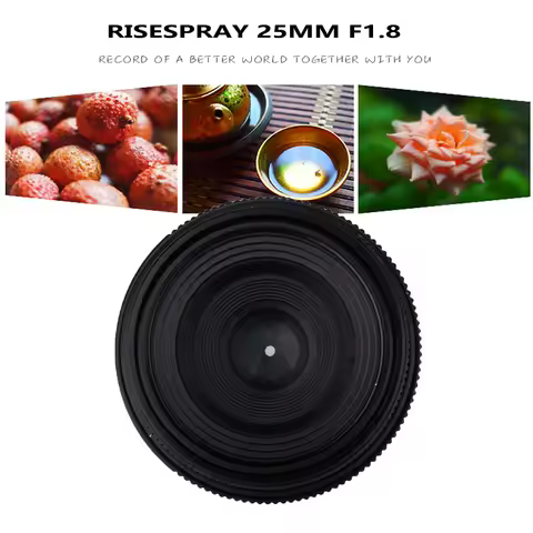 RISESPRAY 25mm F1.8 Mini CCTV C Mount Wide Angle Optical Len for NikonN1 Sony NEX Fuji Olympus EOSM 