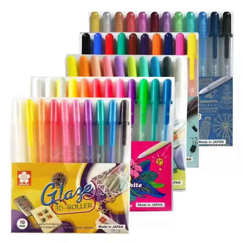 Japan Sakura Gel Pen Set Gelly Roll Basis/Bright/Highlight/Souffle/Glaze/ Stationary Drawing Pens Ge
