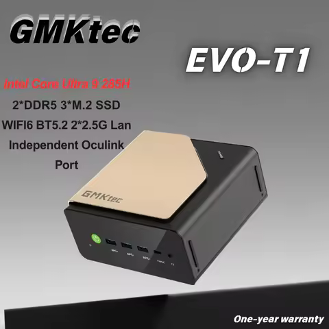 GMKtec EVO-T1 AI Intel Core Ultra 9 285H Mini PC 2*DDR5 5600Mhz 3*PCIe4.0 SSD Oculink Port USB 4.0 W