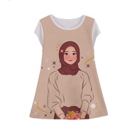 Baju Dress Anak Perempuan Kartun Hijab Islami v1 Tunik Anak Wanita Kartun Hijab-1 Umur 1-12 Tahun