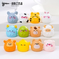 Cute Zodiac Animal Ornament Creative DIY  Miniature Landscape Car Decoration Desktop Decoration