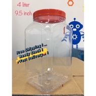 (4L) Kuih Raya Plastic Jar Container - 4000ml PET Container Cookie Jar Empty Plastic Biscuit Contain