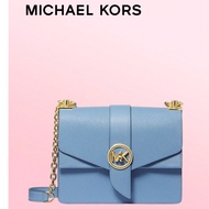 GREENWICH Small Crossbody Bag Light Blue 32S1GGRC0L457 Fashionable Leather Flap Design With Unique R