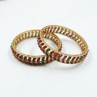 Matt Gold Ethnic Indian Bangles - Set of 2  Artlah Gelang Tangan  indian Bangles