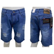 Light blue RRJ tattered short denim Men's shorts