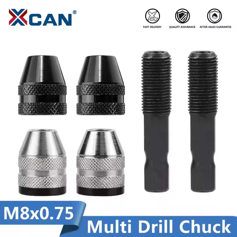 XCAN M8x0.75 Mini Keyless Chuck 0.3-4.0mm Keyless Drill Bit Chuck Adapter Converter Tool For Quick C
