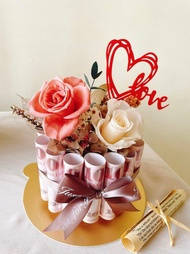 有錢花蛋糕 永生花禮盒 單層鈔票蛋糕