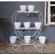 STANDING RAK POT BUNGA BESI MODEL LOVE 3 SUSUN MINIMALIS CANTIK
