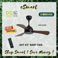 SIBERIAIR SI17 42" DC MOTOR CEILING FAN  DARK WOOD REVERSE FAN BABY FAN MINI FAN