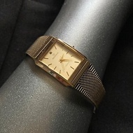 RODANIA 瑞士品牌 亮金色方形 弧形鏡面 中性 古董錶