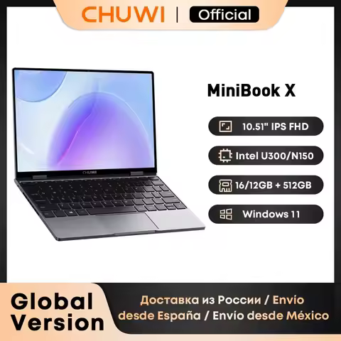 CHUWI MiniBook X Laptop Tablet PC 2 In 1 16GB 512G SSD Intel U300/N150 10.51 Inch FHD IPS Screen 192