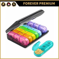 (FOREVER PREMIUM) 21 Compartments Rainbow Pill Box Medicine Organiser 7 Days Weekly Portable Travel 