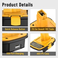 2 Packs DM18D Battery Adapter Converter with USB Port for Dewalt 18V Tools, Converts for Dewalt 20V 