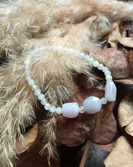 緬甸紫羅蘭翡翠 刻面月光石串珠手鍊 81505