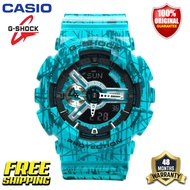 Original G-Shock GA110 Men Sport Watch Japan Quartz Movement Dual Time Display 200M Water Resistant Shockproof and Waterproof World Time LED Auto Light Sports Wrist Watches with 4 Years Warranty GA-110SL-3A (Free Shipping Ready Stock)